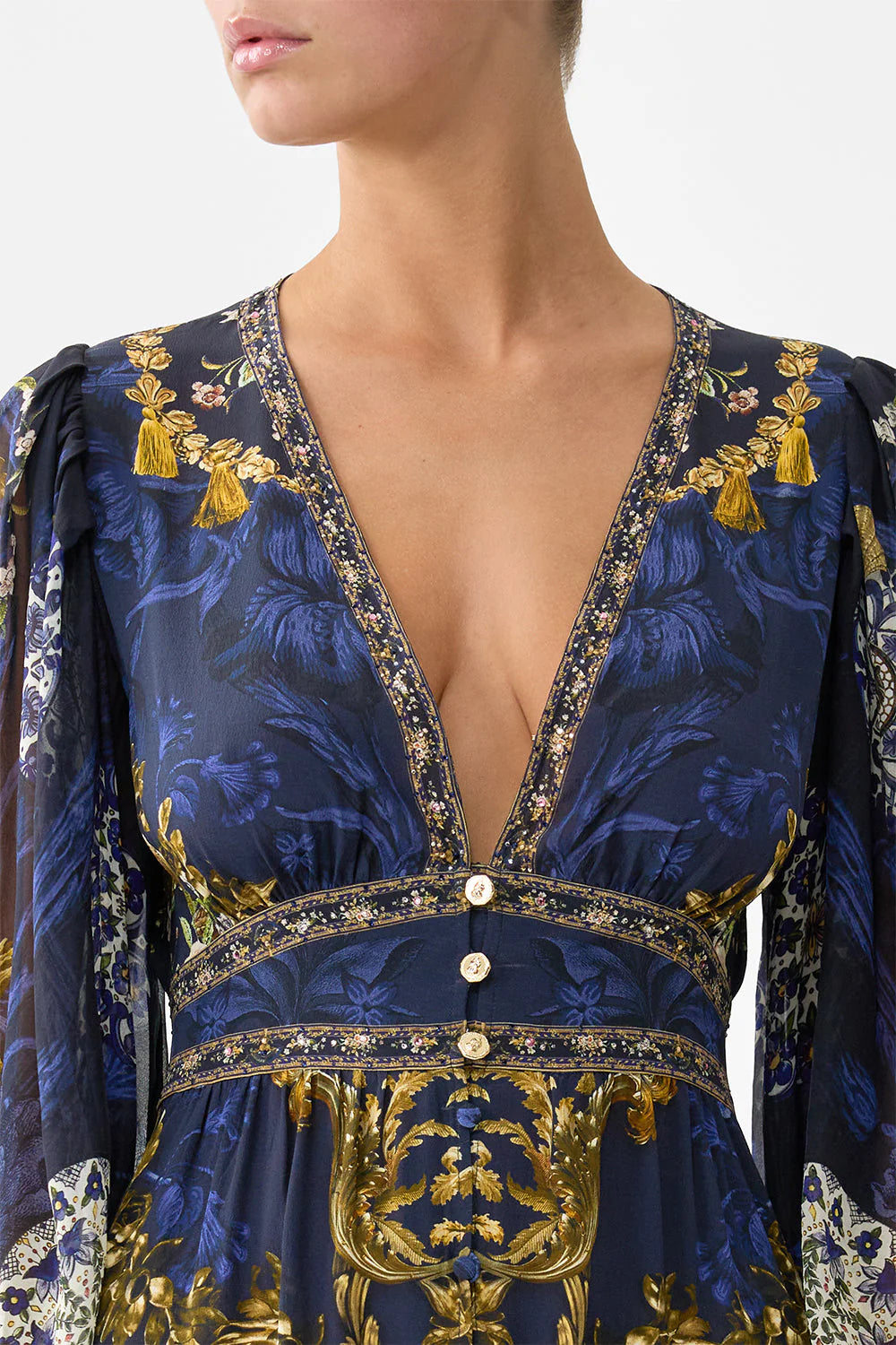 BUTTON FRONT FRILL DRESS