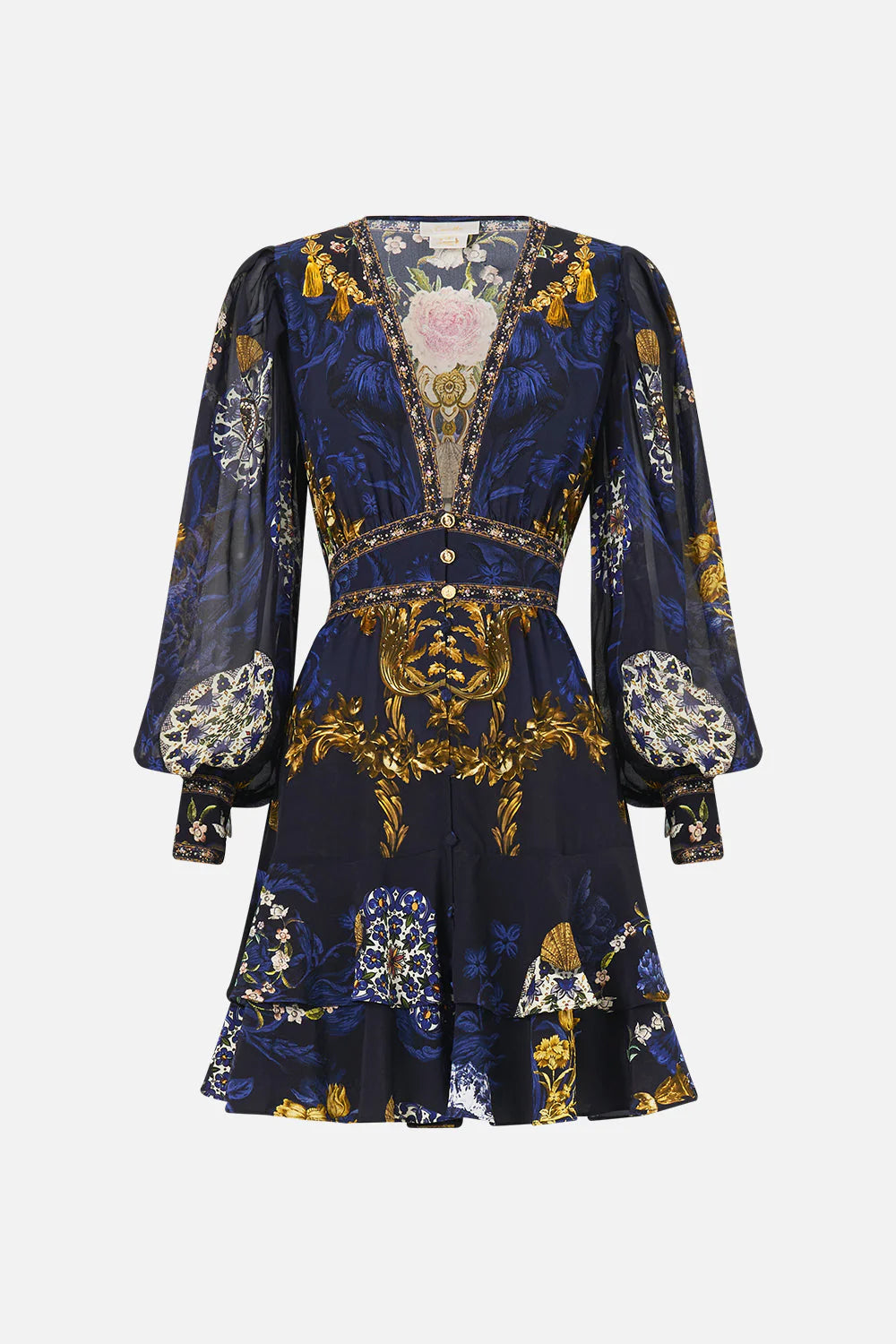 BUTTON FRONT FRILL DRESS