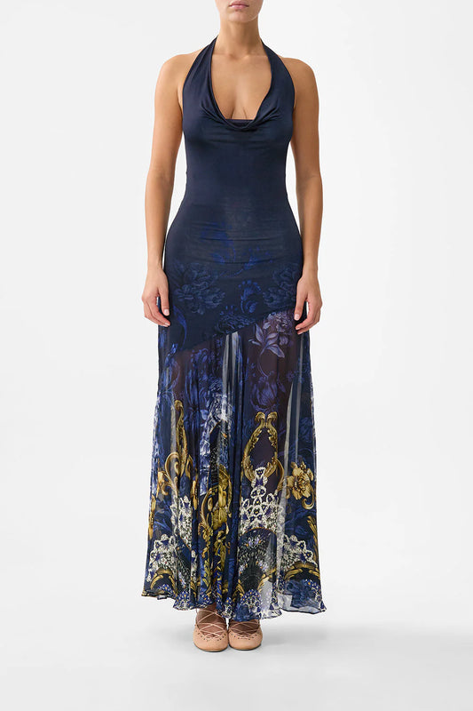 COWL NECK HALTER DRESS