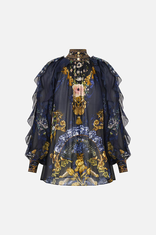 RELAXED BLOUSE W/ FRILL SLEEVE DETAIL