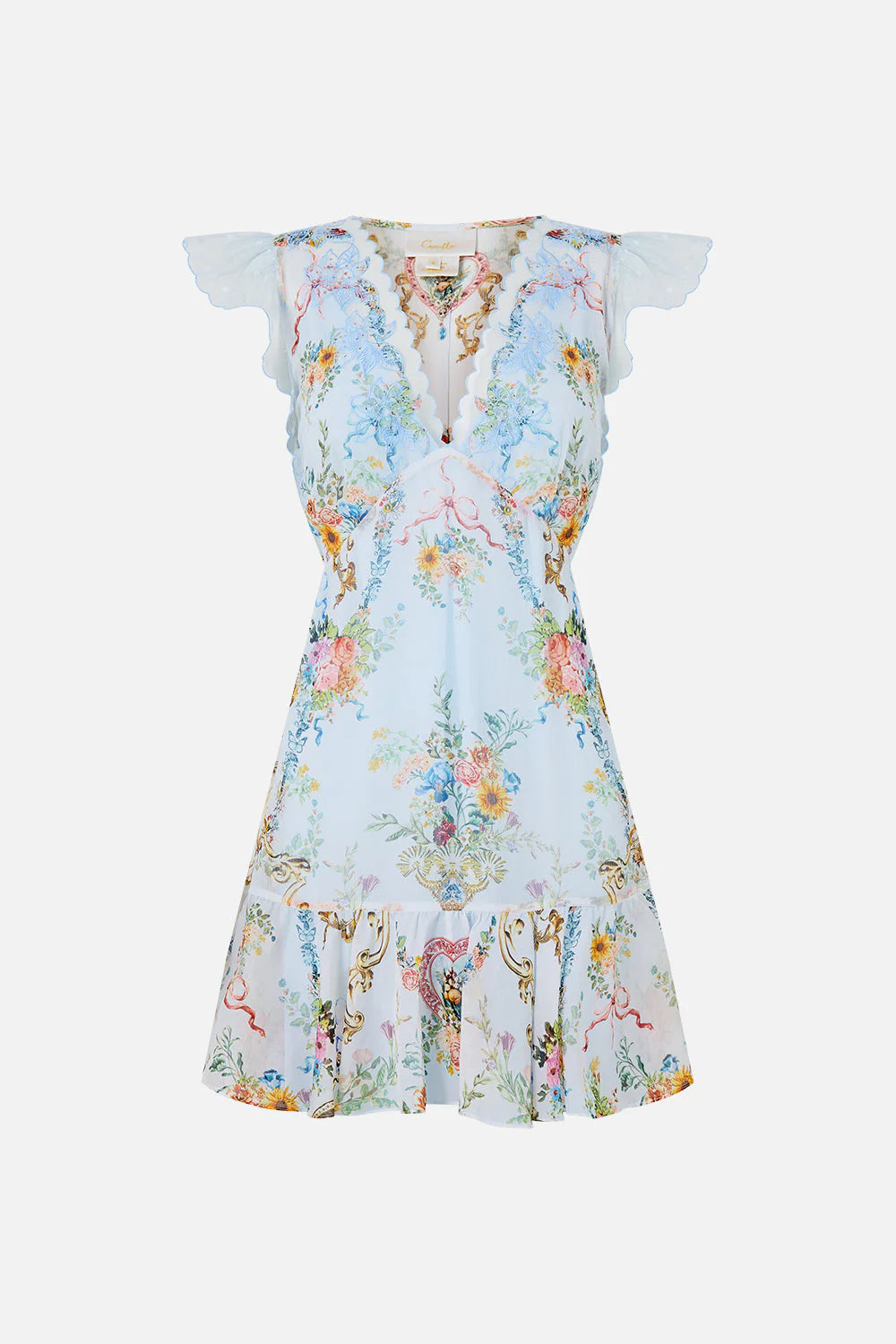 RUFFLE SLEEVE SHORT DRESS