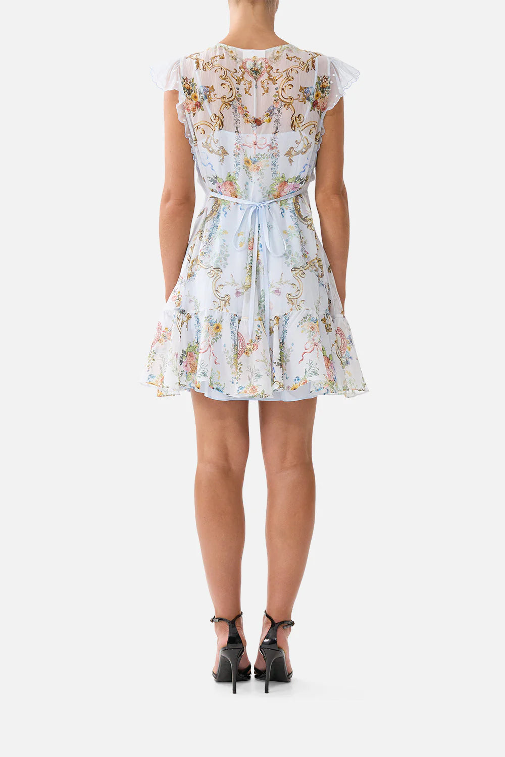RUFFLE SLEEVE SHORT DRESS