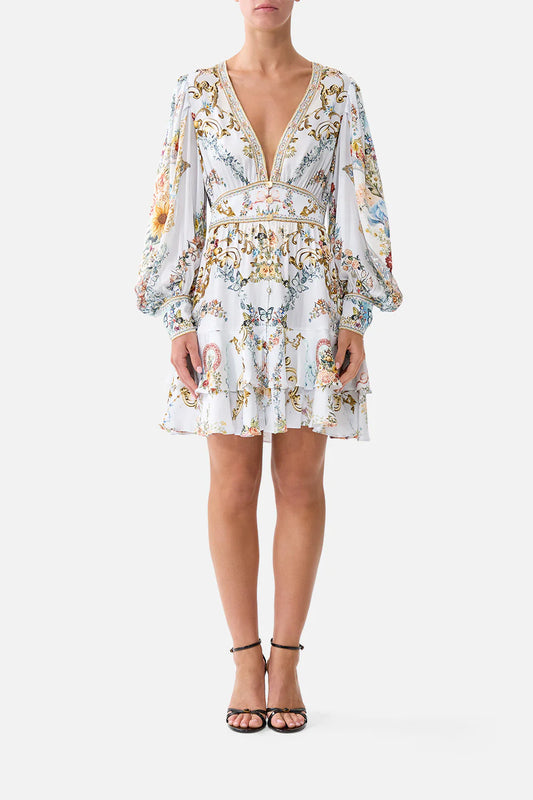 BUTTON FRONT FRILL DRESS