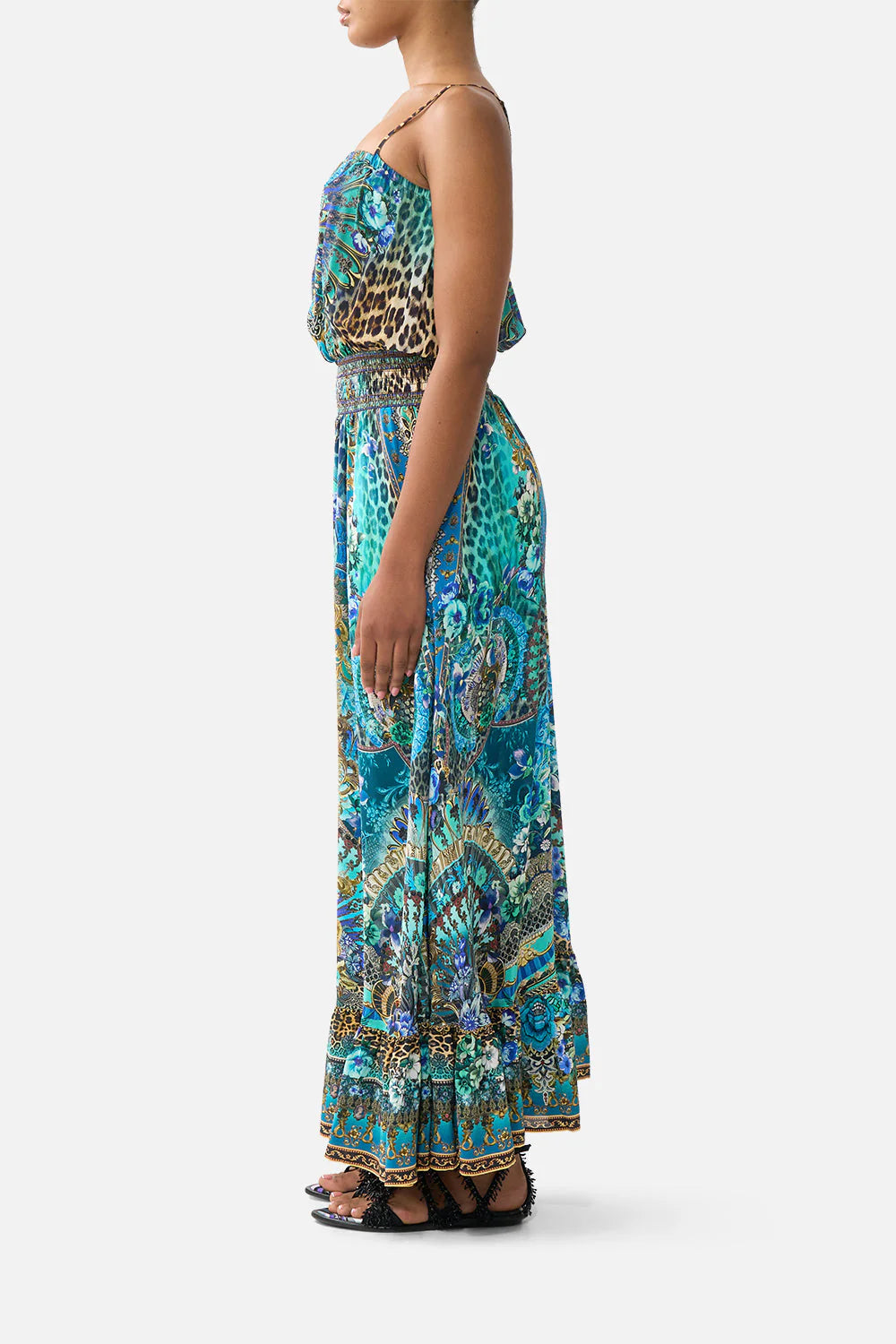 SHIRRED WAIST LONG DRESS