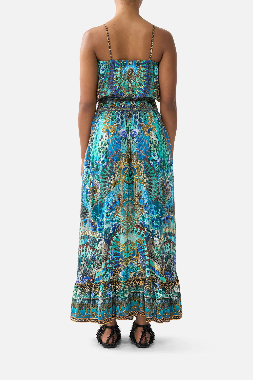 SHIRRED WAIST LONG DRESS