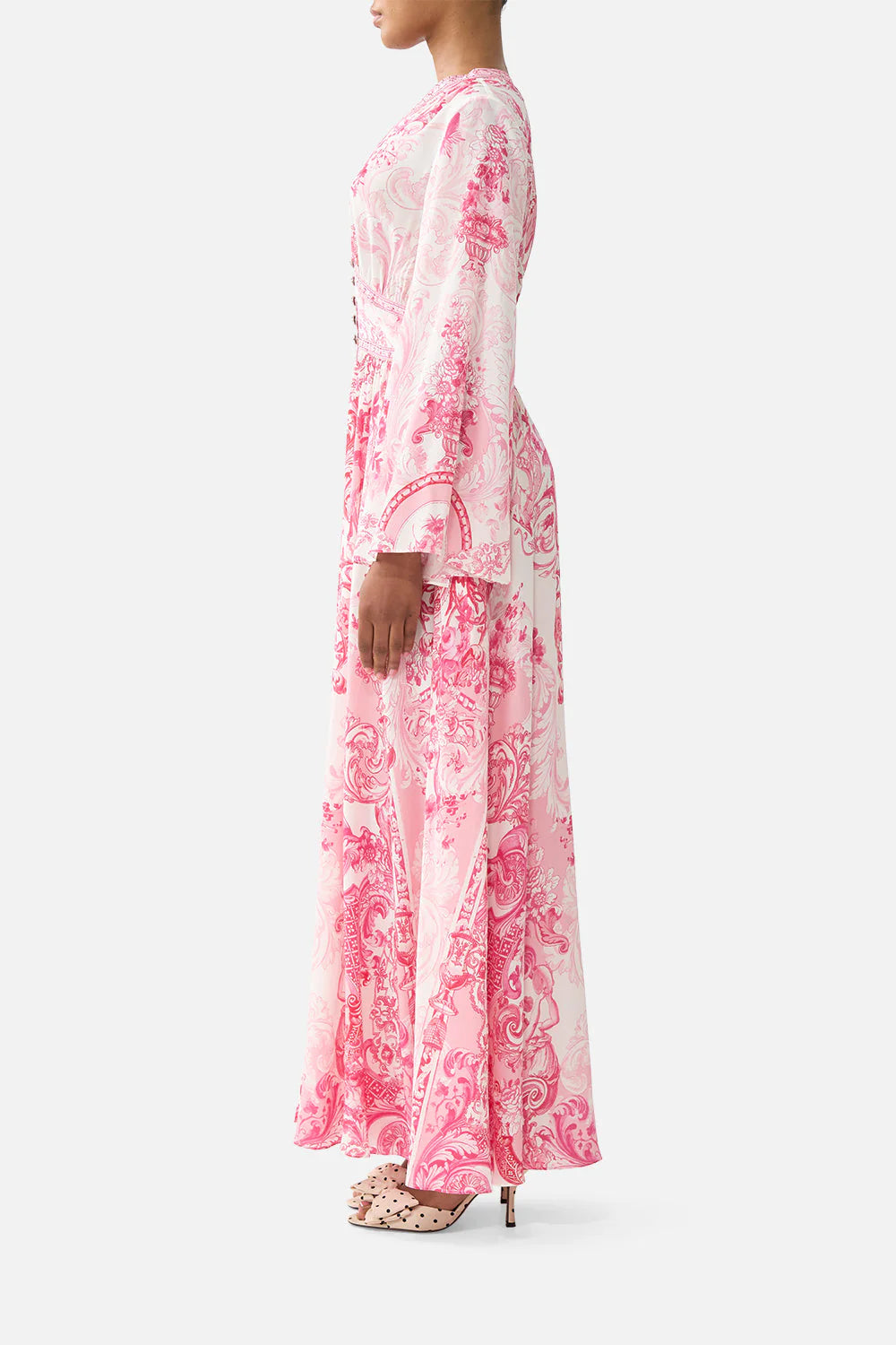 KIMONO DRESS WITH SHIRRING DETAIL