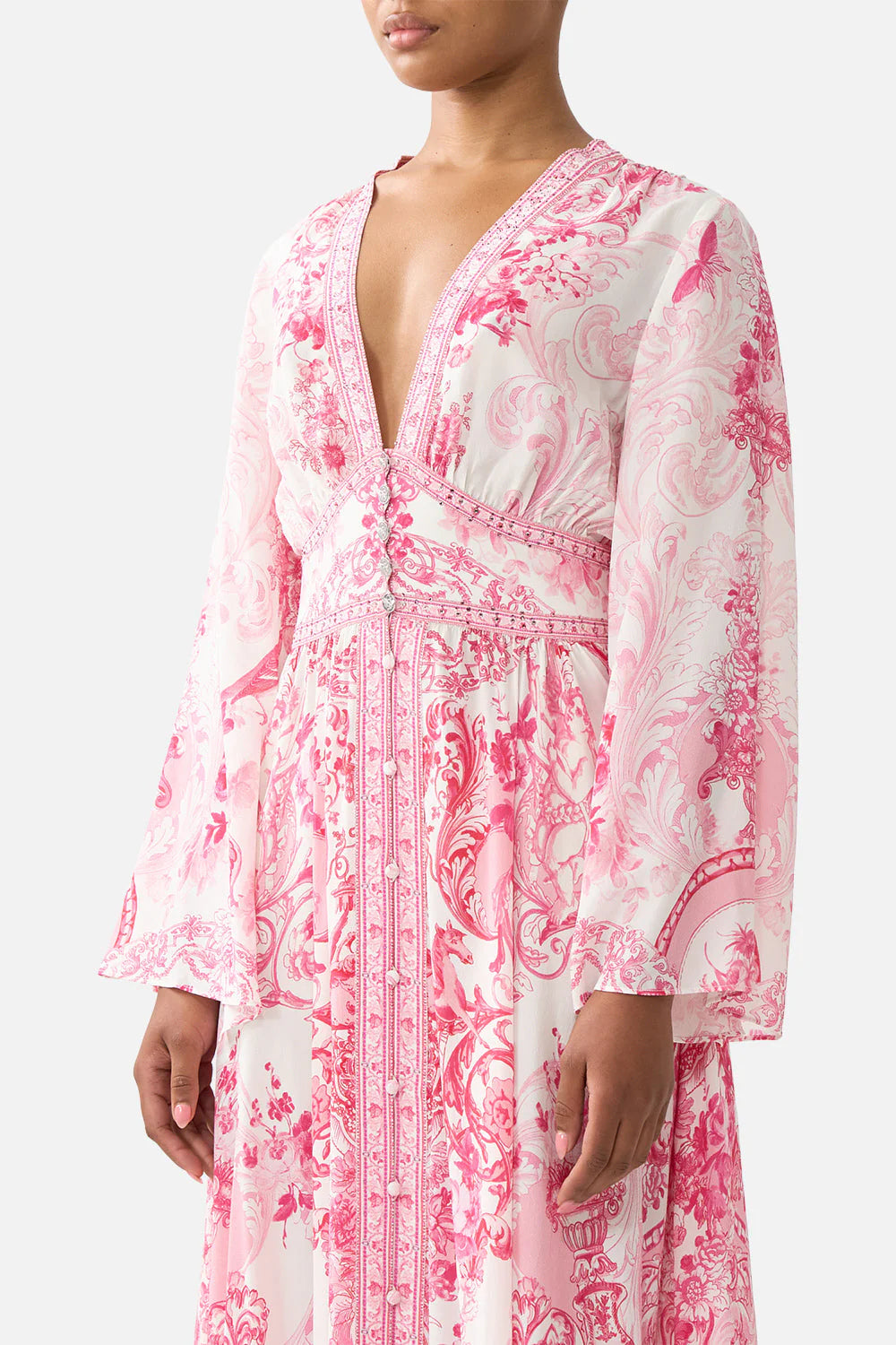 KIMONO DRESS WITH SHIRRING DETAIL