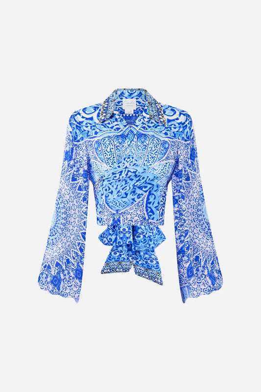 CROPPED WRAP SHIRT