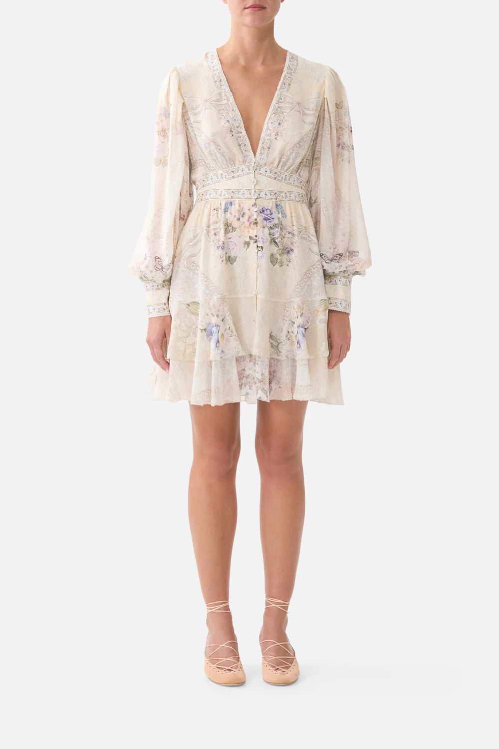 BUTTON FRONT FRILL DRESS
