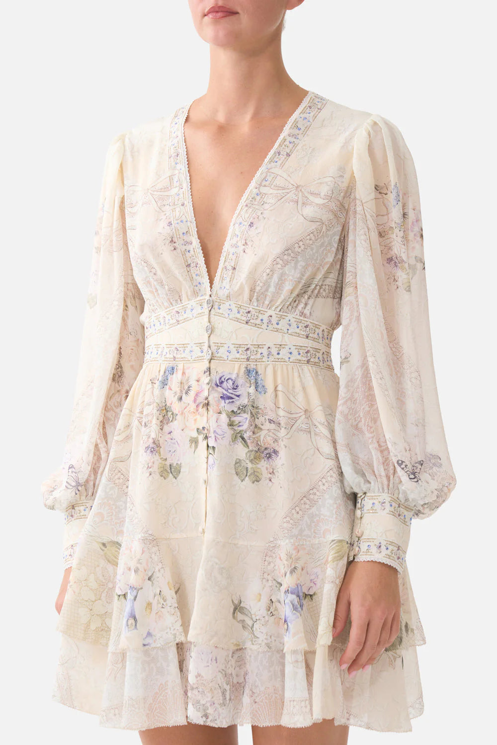 BUTTON FRONT FRILL DRESS