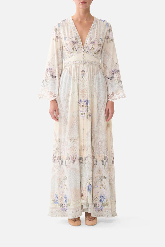 KIMONO DRESS WITH SHIRRING DETAIL