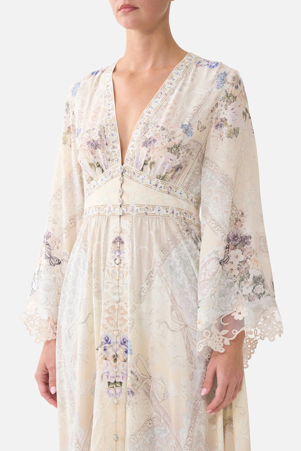 KIMONO DRESS WITH SHIRRING DETAIL