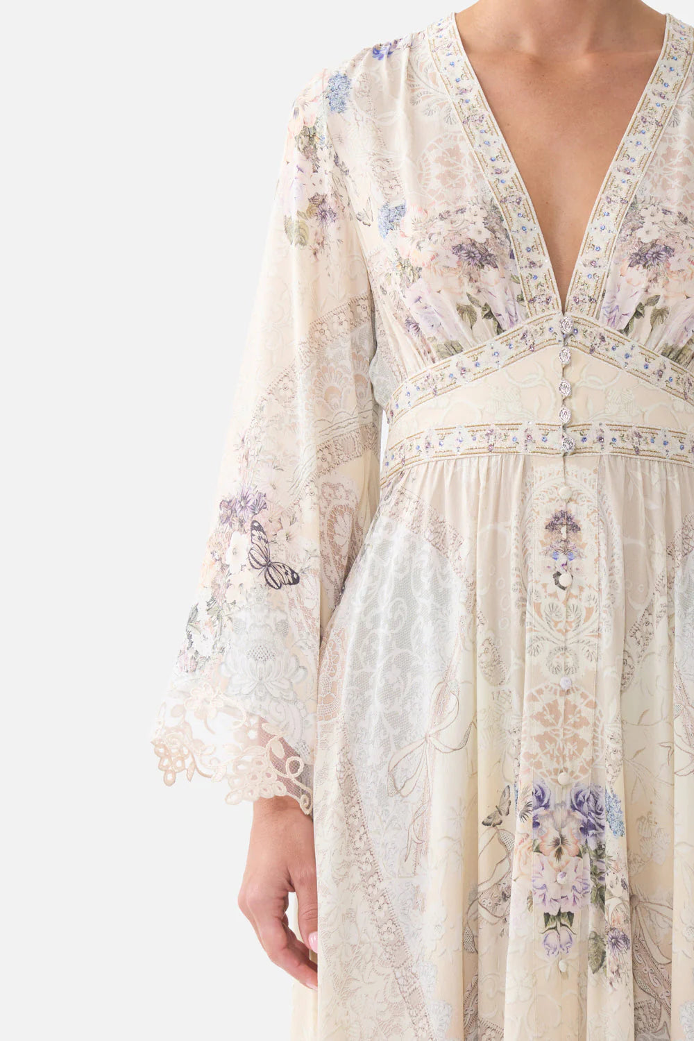 KIMONO DRESS WITH SHIRRING DETAIL