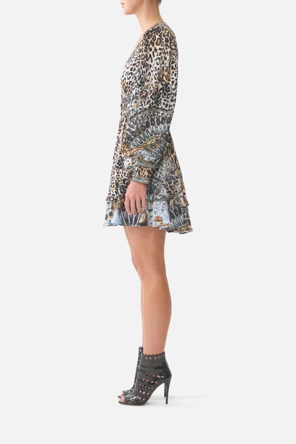 BUTTON FRONT FRILL DRESS