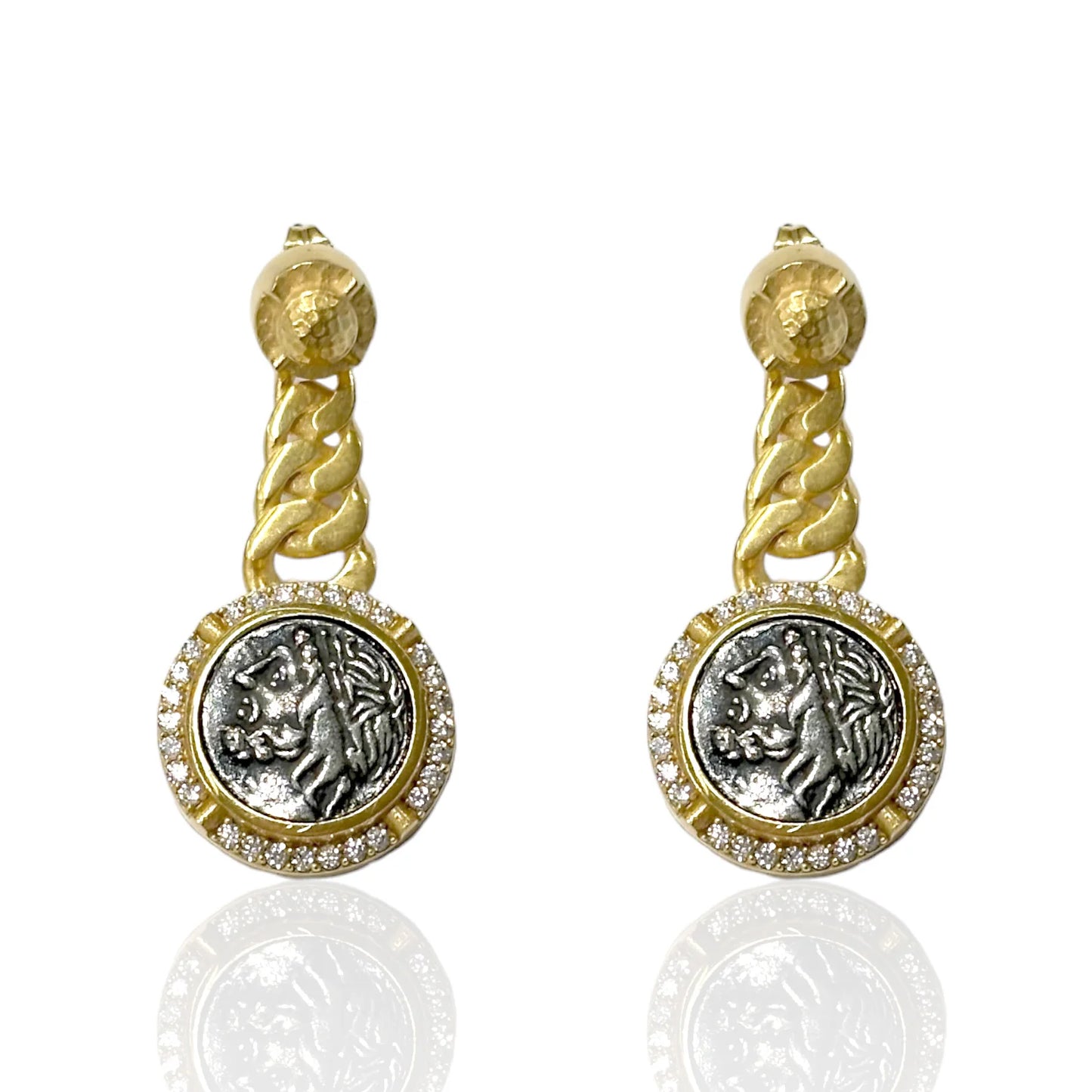 GOLD CIRO COIN CHAIN EARRINGS