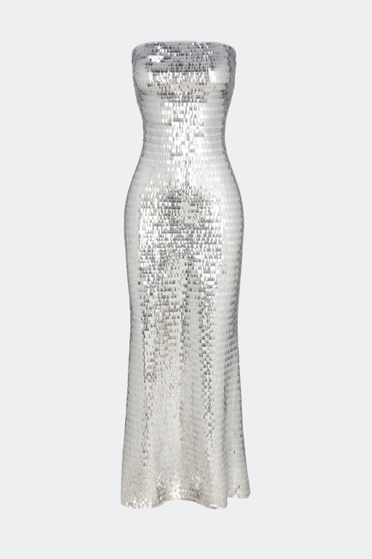 SCULPTY STRAPLESS SEQUIN DRESS
