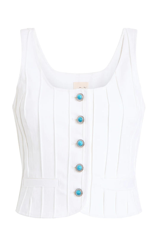 TURQUOISE EMBELLISHED ROWENA TOP