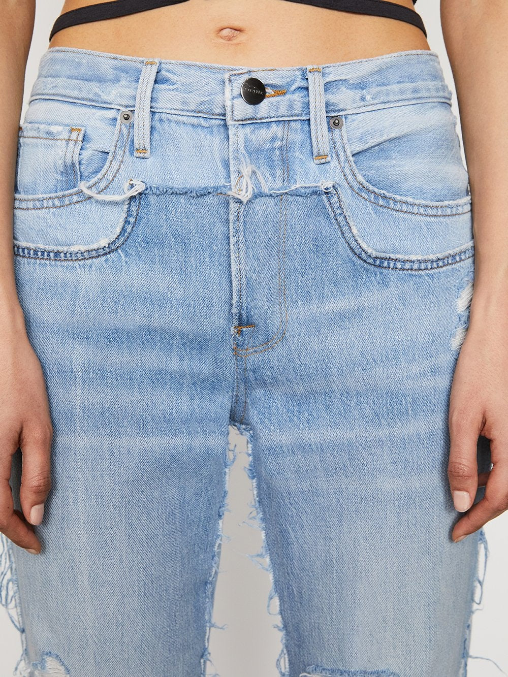 Frame Denim offers Layered Look Distressed Jeans