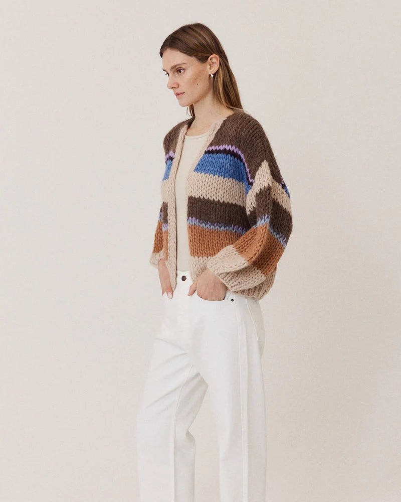 CHUNKY ALPACA STRIPES BOMBER CARDI