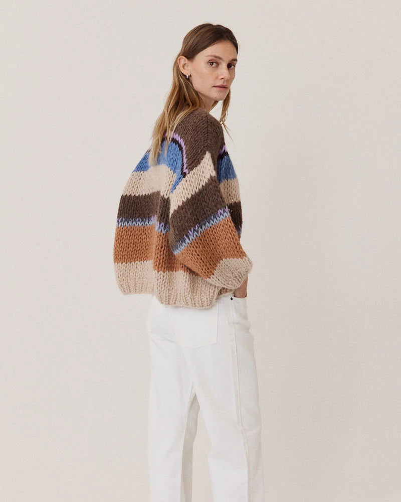 CHUNKY ALPACA STRIPES BOMBER CARDI