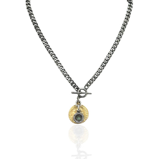 MINI MESA LABRADORITE CHARM NECKLACE