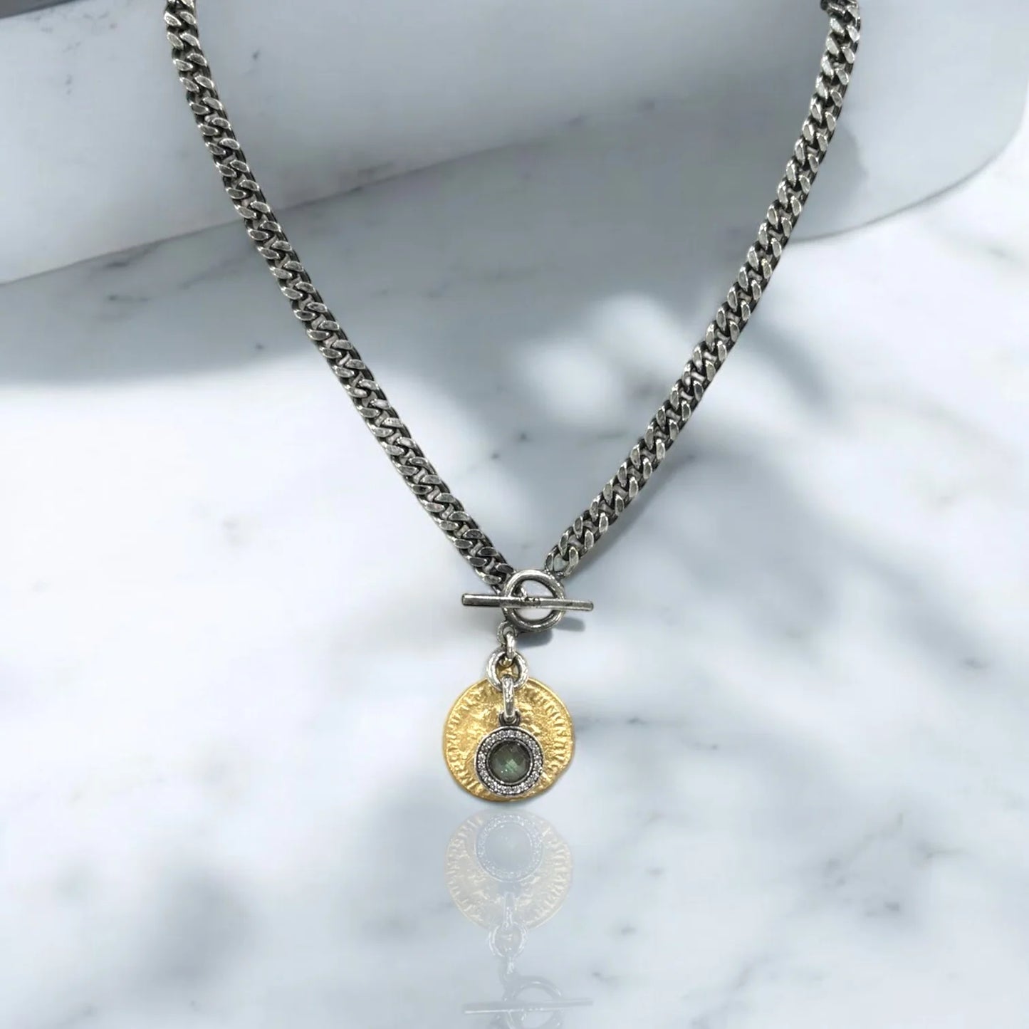 MINI MESA LABRADORITE CHARM NECKLACE
