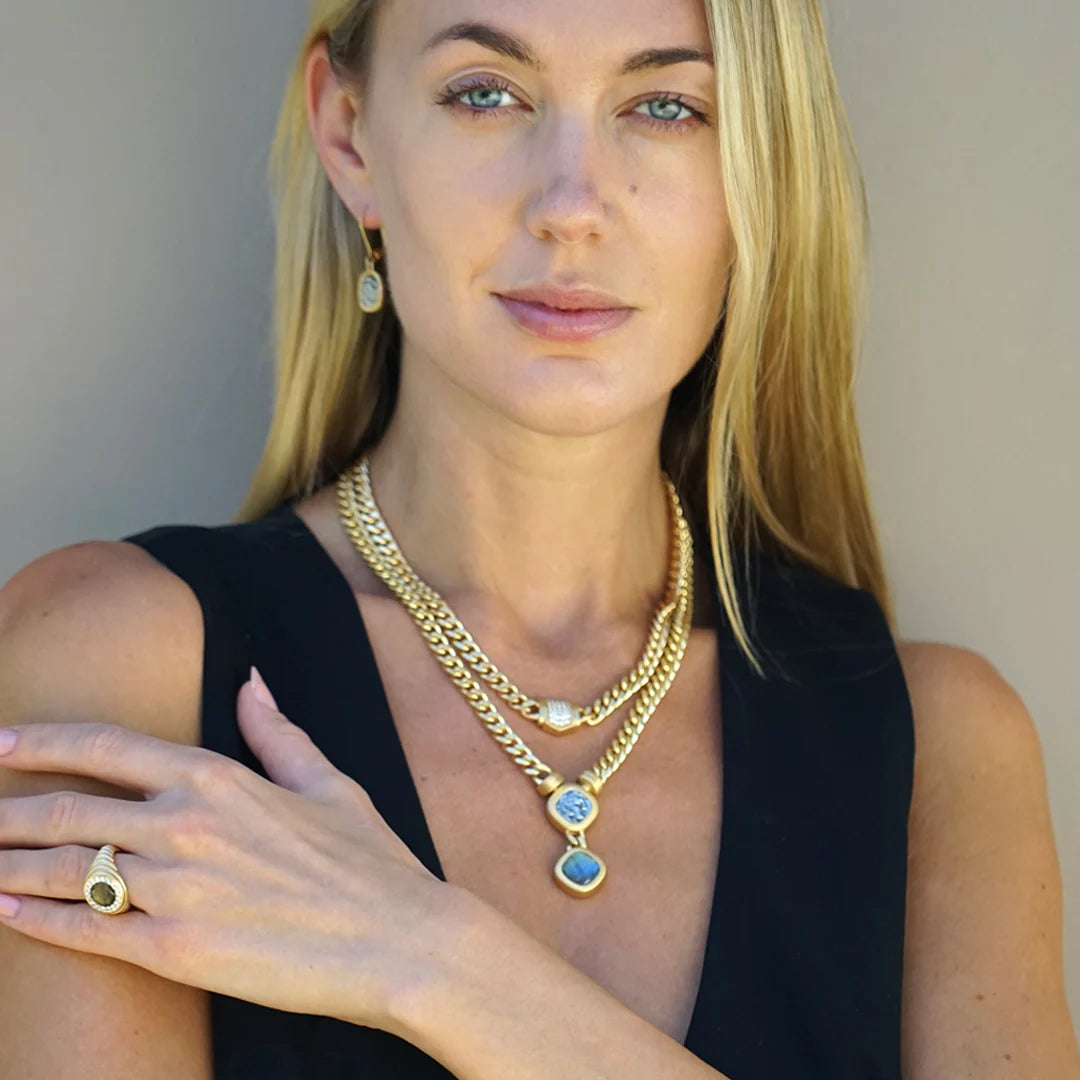 GOLD LUSSO LABRADORITE & COIN NECKLACE