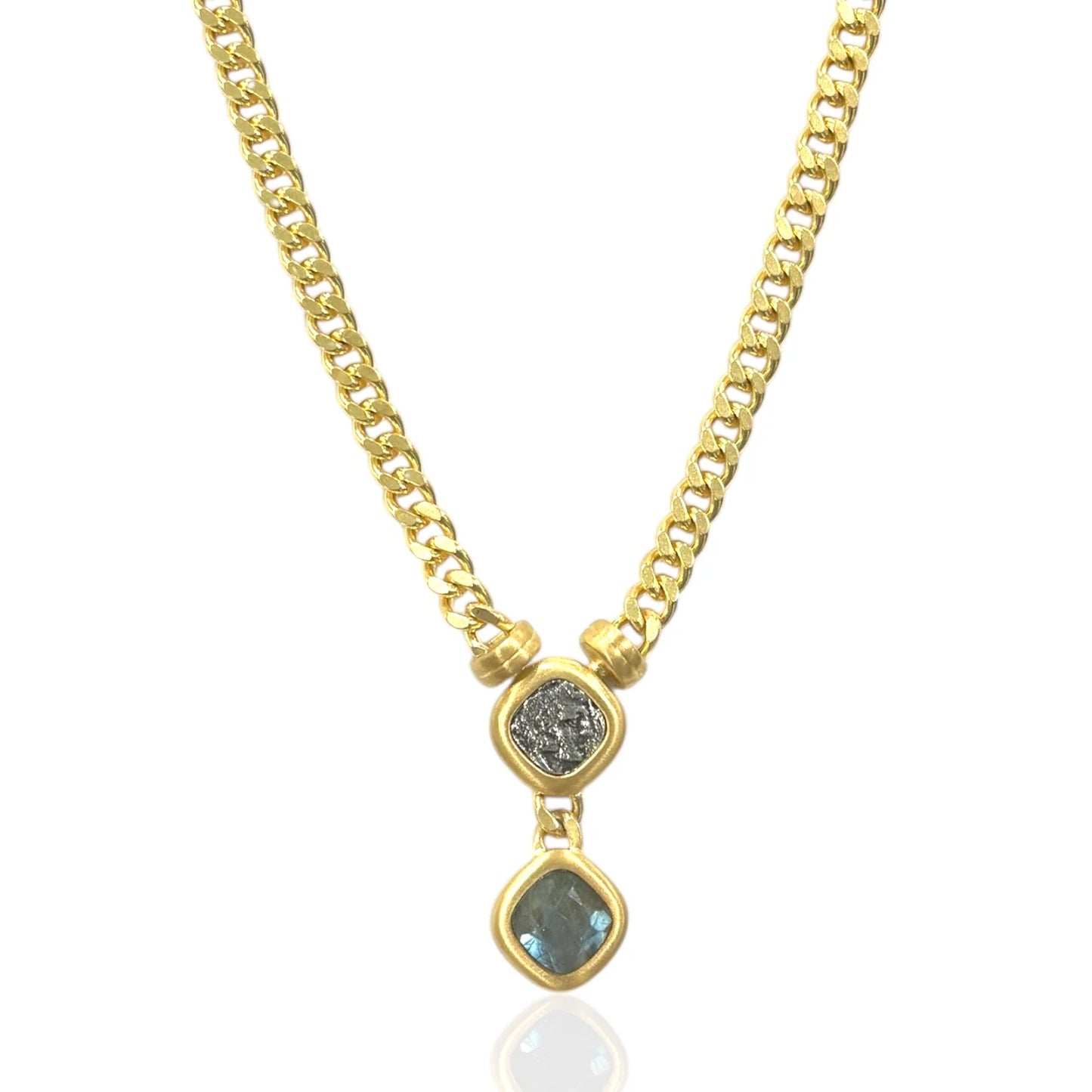 GOLD LUSSO LABRADORITE & COIN NECKLACE