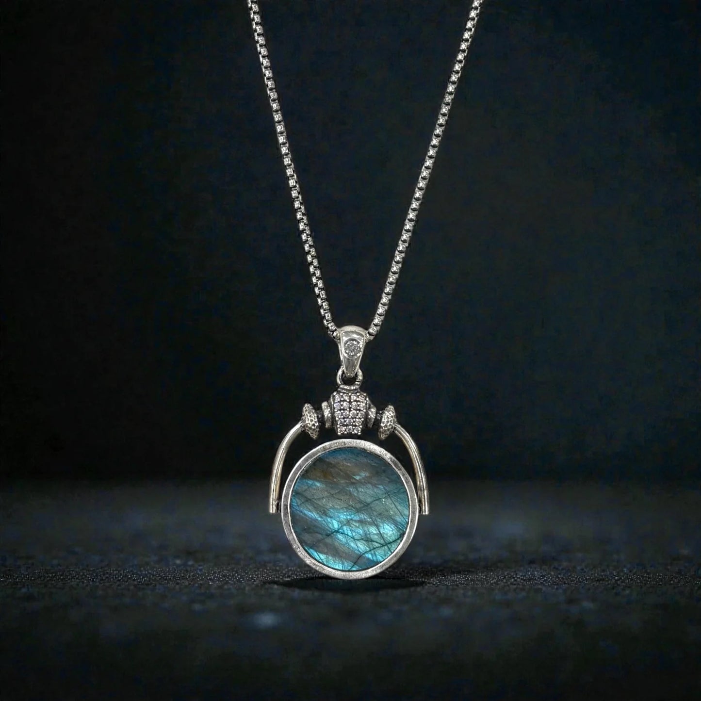 LARGE LABRADORITE SOL SPINNER NECKLACE