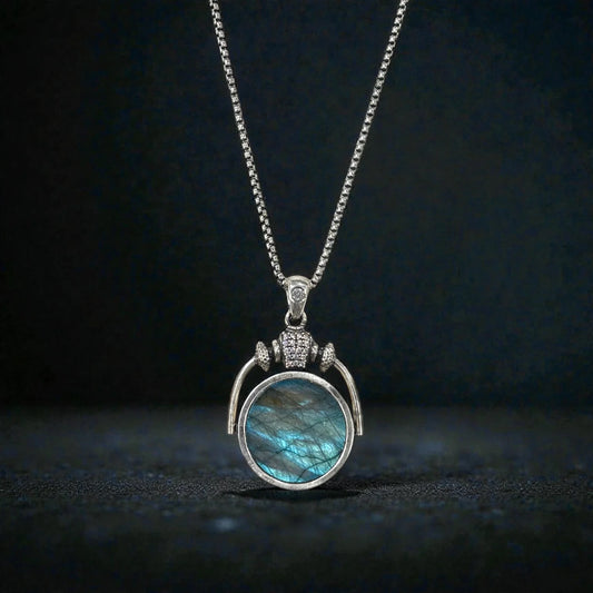 LARGE LABRADORITE SOL SPINNER NECKLACE