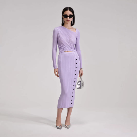 LILAC KNIT MIDI DRESS