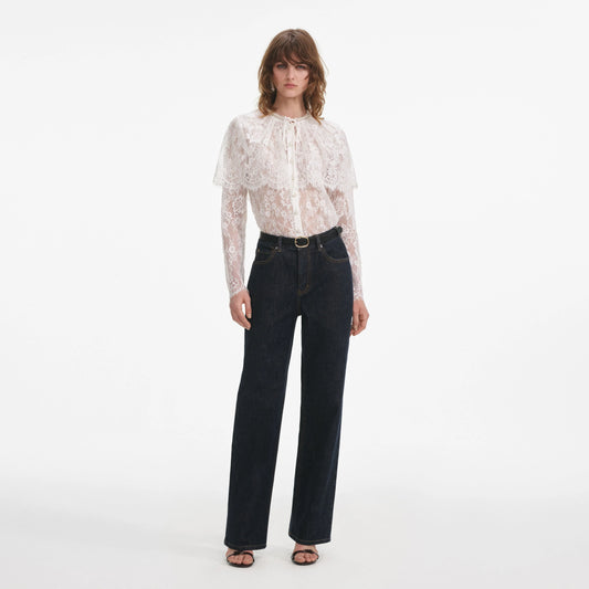 WHITE LACE CAPE TOP