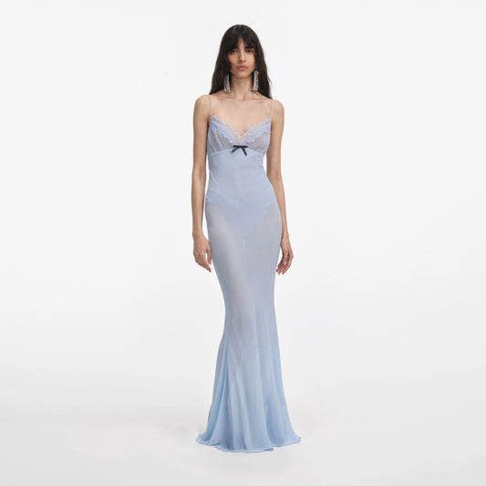BLUE STRAPPY GEORGETTE MAXI DRESS
