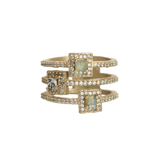 DANUBE LABRADORITE 3 ROW RING