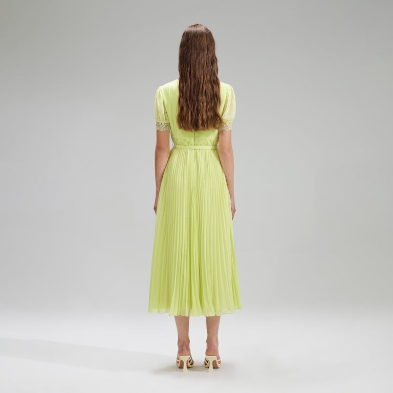 Lime Green Chiffon Midi Dress