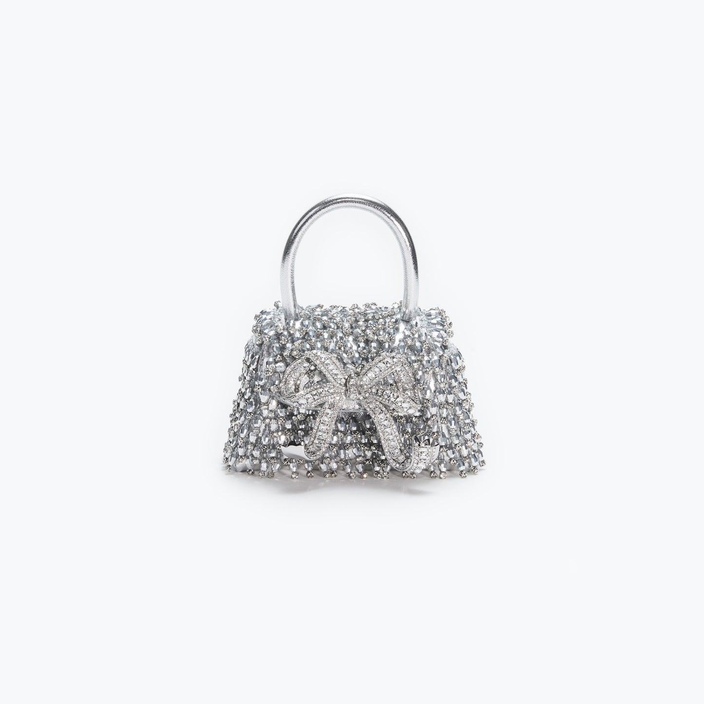 SILVER EMBALISHED BOW BAG