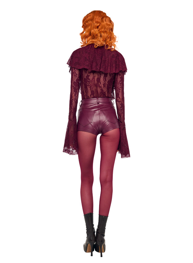 LONG SLEEVE DEEP V RUFFLE BODYSUIT