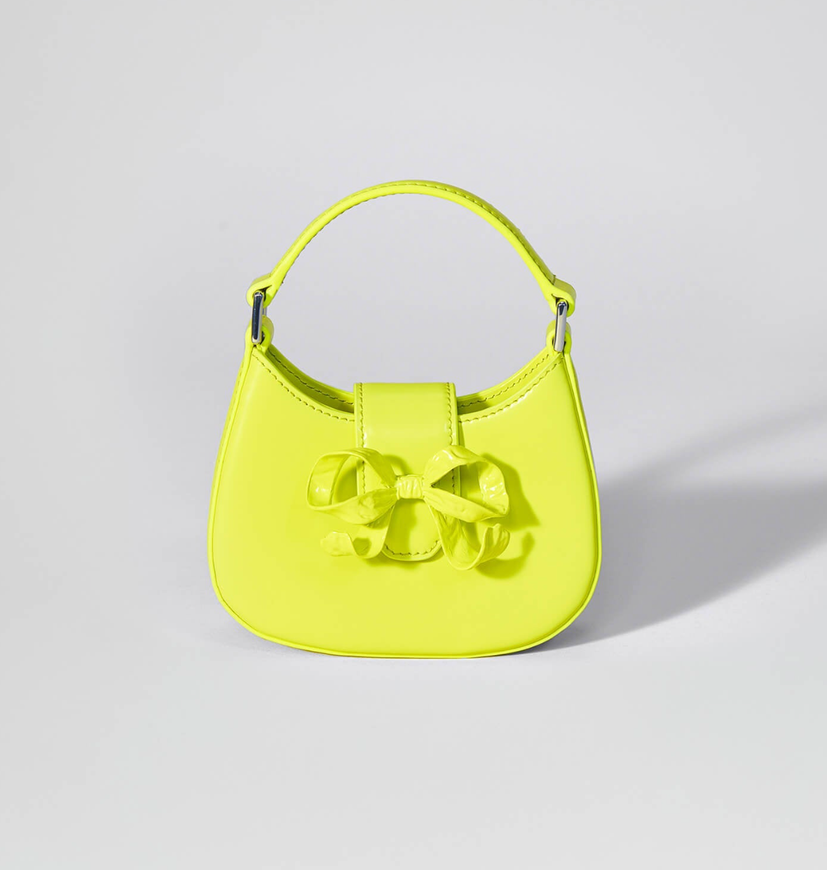 Lime Green Curved Bow Micro Shoulder Bag
