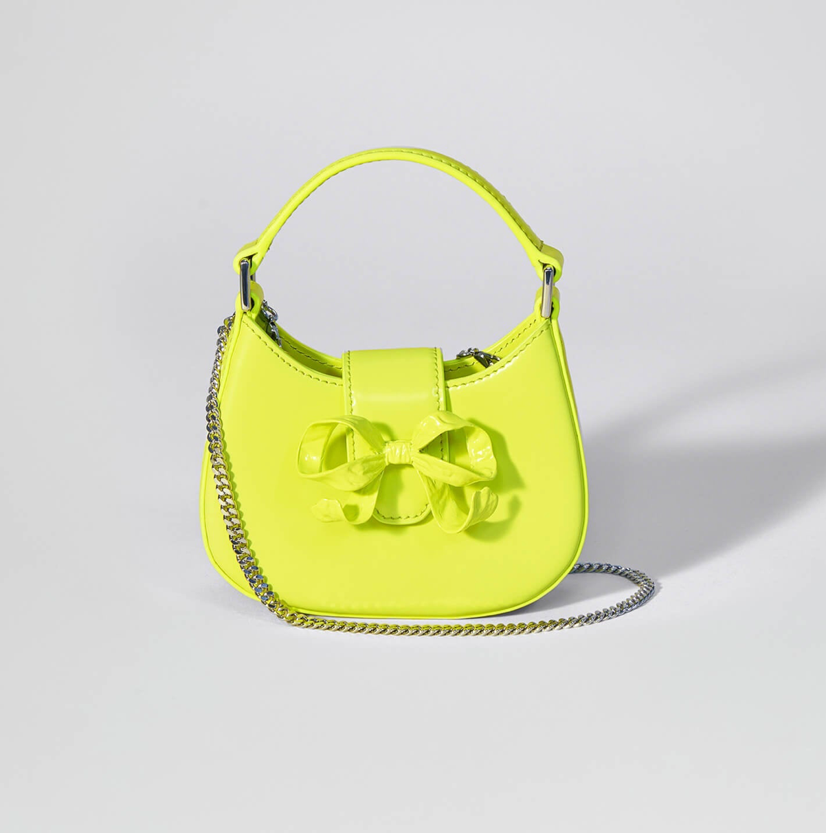 Lime Green Curved Bow Micro Shoulder Bag