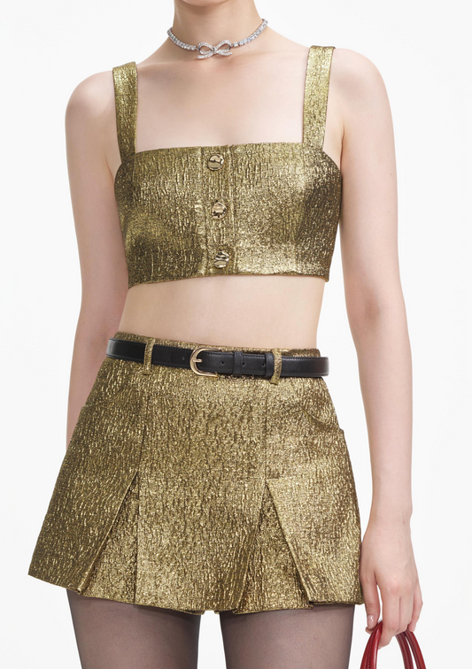 GOLD METALLIC JACQUARD SKORT