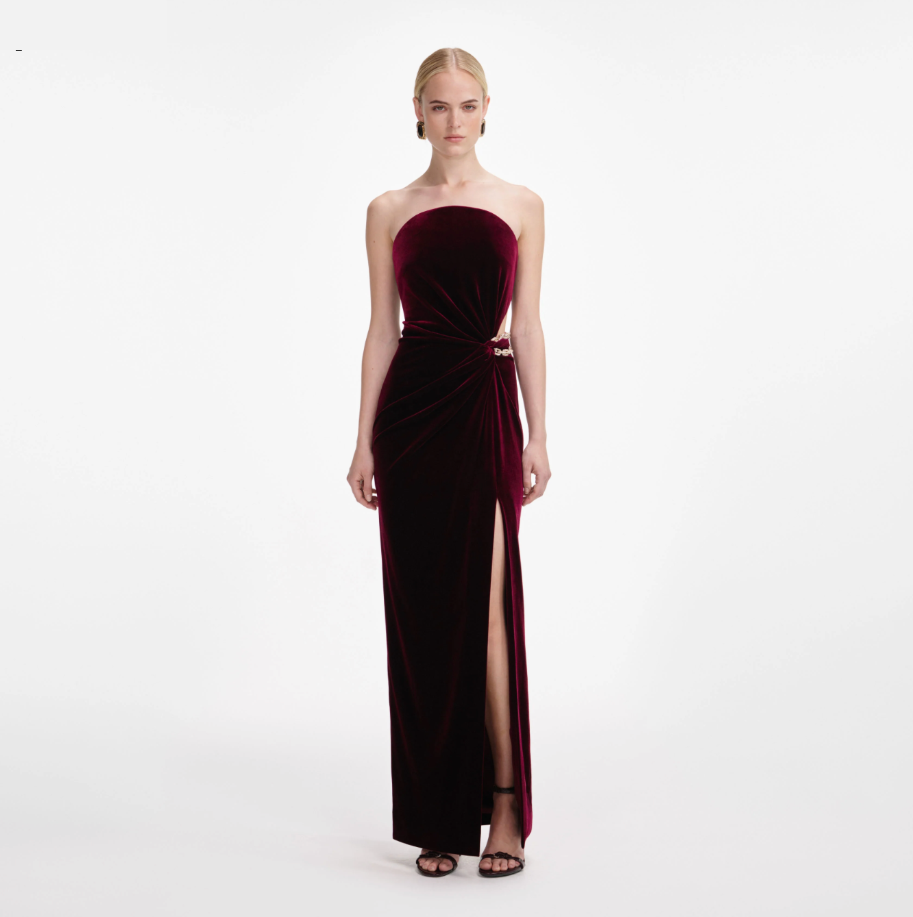 VELVET BANDEU MAXI DRESS