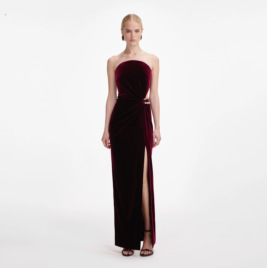 VELVET BANDEU MAXI DRESS