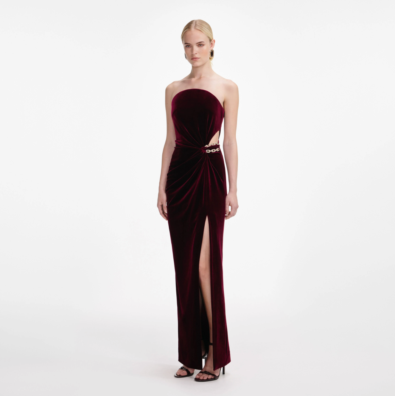 VELVET BANDEU MAXI DRESS