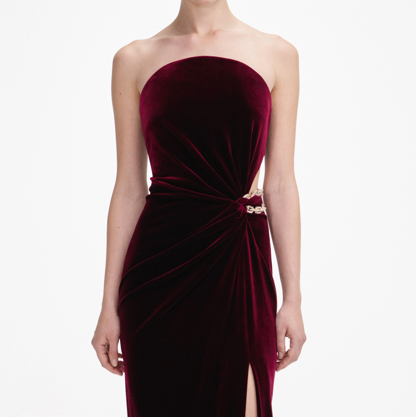 VELVET BANDEU MAXI DRESS