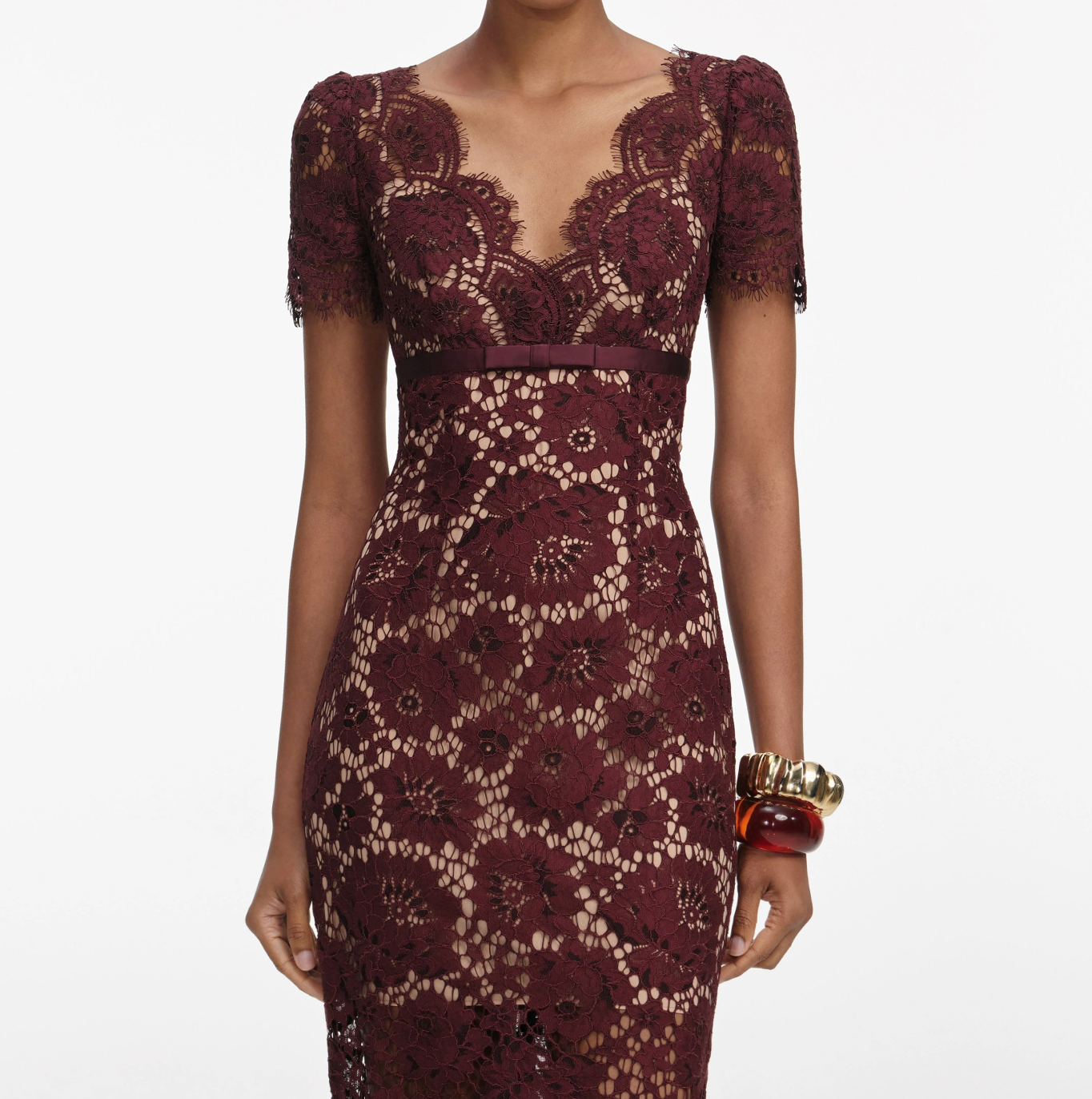 FLORAL LACE MIDI DRESS
