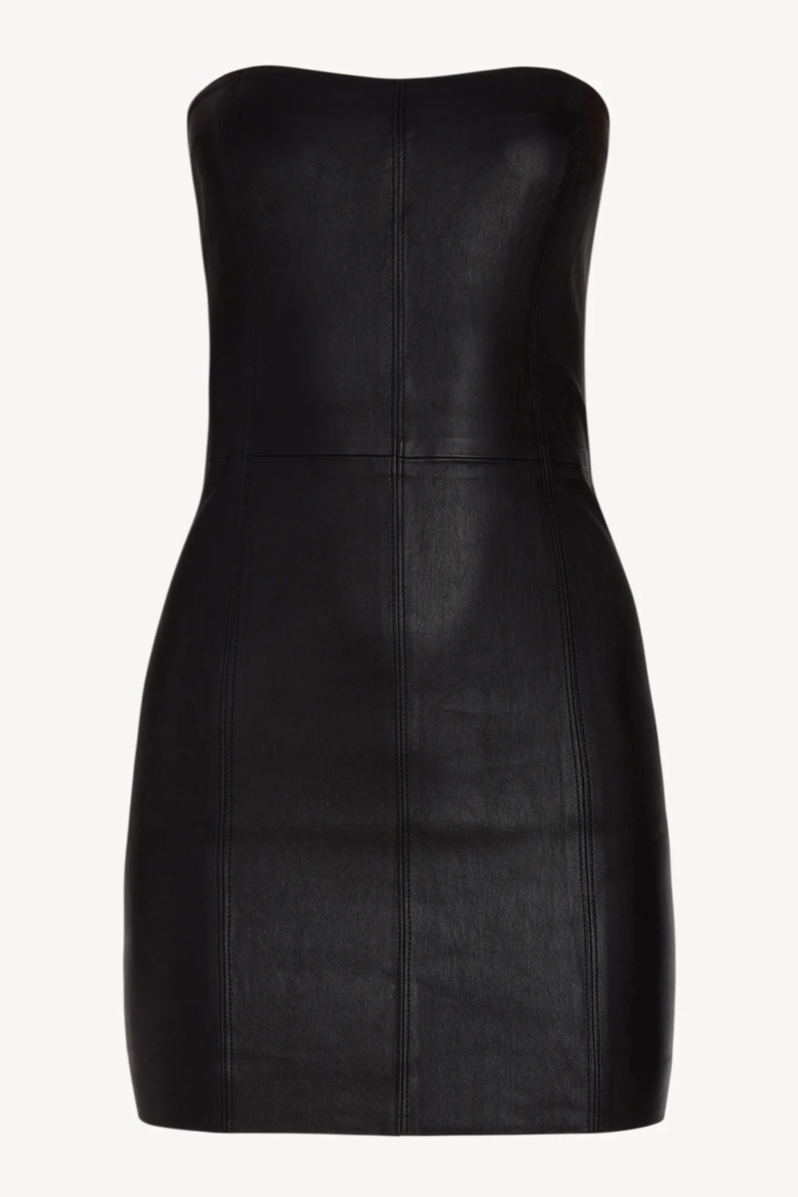 BLACK LEATHER MINI TUBE DRESS