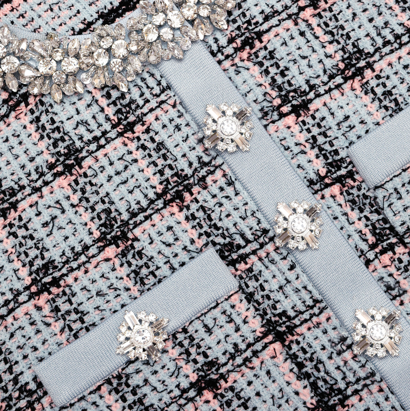 BLUE CHECK KNIT MINI SKIRT