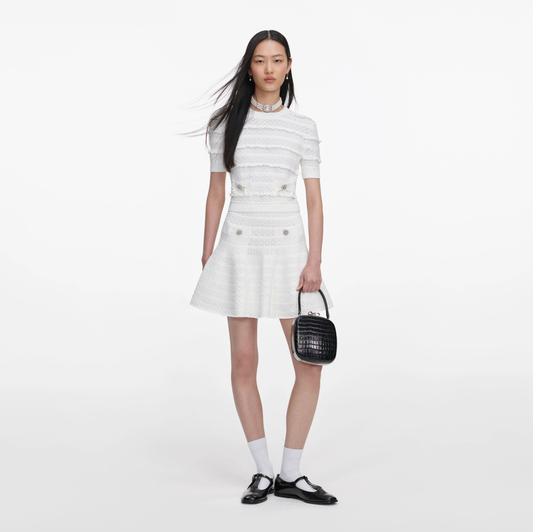 WHITE POINTELLE KNIT TOP