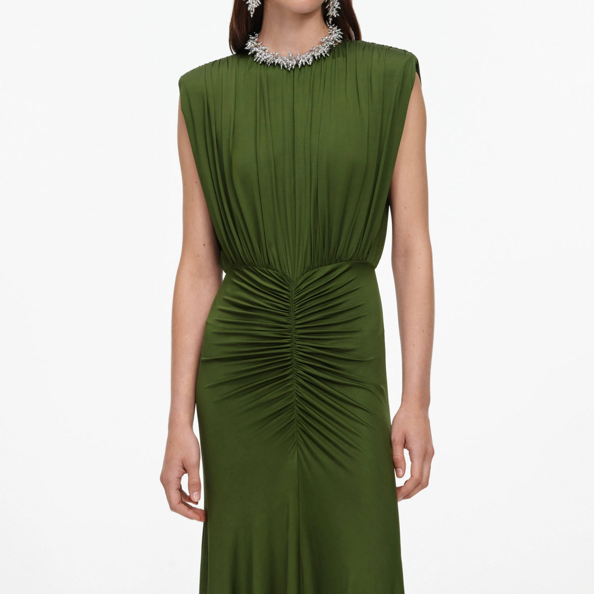 JERSEY GATHERED MAXI DRESS