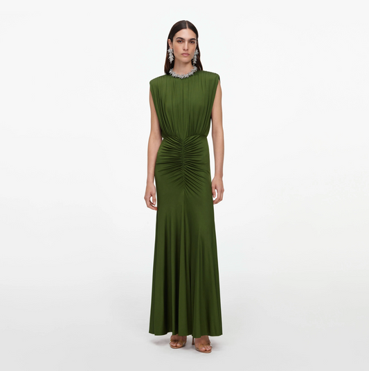 JERSEY GATHERED MAXI DRESS
